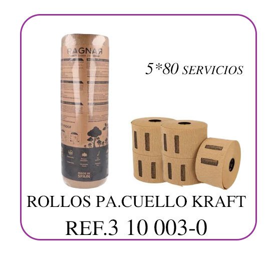 PACK 5 ROLLOS PAPEL DE CUELLO KRAFT (80 SERVICIOS) EUROSTIL
